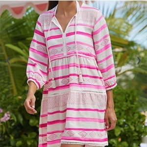 Aspiga Sophia Cotton Kaftan Dress in Pink Multi; Size Small
